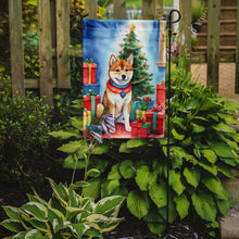 Load image into Gallery viewer, Shiba Inu Christmas Garden Flag – Dog in Reindeer Antlers with Tree &amp; Gifts