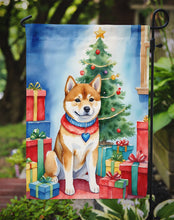 Load image into Gallery viewer, Shiba Inu Christmas Garden Flag – Dog in Reindeer Antlers with Tree &amp; Gifts