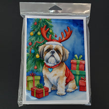 Load image into Gallery viewer, Shih Tzu Christmas Reindeer Greeting Cards - Blank Note Cards – 8-Pack of Artist-Designed Cards with Envelopes