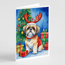 Load image into Gallery viewer, Shih Tzu Christmas Reindeer Greeting Cards - Blank Note Cards – 8-Pack of Artist-Designed Cards with Envelopes