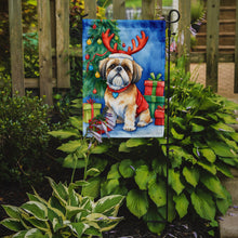 Load image into Gallery viewer, Shih Tzu Christmas Garden Flag – Dog in Reindeer Antlers with Tree &amp; Gifts