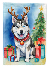 Load image into Gallery viewer, Siberian Husky Christmas Reindeer House Flag
