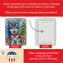 Load image into Gallery viewer, Siberian Husky Christmas Reindeer Porcelain Ornament