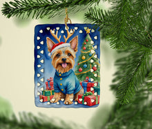 Load image into Gallery viewer, Silky Terrier Christmas Reindeer Porcelain Ornament