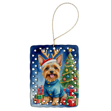 Load image into Gallery viewer, Silky Terrier Christmas Reindeer Porcelain Ornament