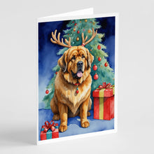 Load image into Gallery viewer, Tibetan Mastiff Christmas Reindeer Greeting Cards - Blank Note Cards – 8-Pack of Artist-Designed Cards with Envelopes