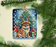 Load image into Gallery viewer, Tibetan Spaniel Christmas Reindeer Porcelain Ornament