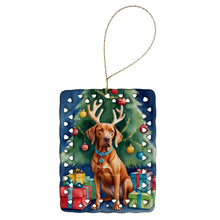 Load image into Gallery viewer, Vizsla Christmas Reindeer Porcelain Ornament