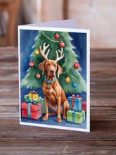 Load image into Gallery viewer, Vizsla Christmas Reindeer Greeting Cards - Blank Note Cards – 8-Pack of Artist-Designed Cards with Envelopes