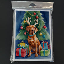 Load image into Gallery viewer, Vizsla Christmas Reindeer Greeting Cards - Blank Note Cards – 8-Pack of Artist-Designed Cards with Envelopes