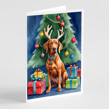 Load image into Gallery viewer, Vizsla Christmas Reindeer Greeting Cards - Blank Note Cards – 8-Pack of Artist-Designed Cards with Envelopes