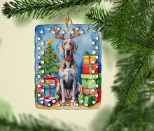 Load image into Gallery viewer, Weimaraner Christmas Reindeer Porcelain Ornament