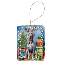 Load image into Gallery viewer, Weimaraner Christmas Reindeer Porcelain Ornament