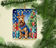 Load image into Gallery viewer, Welsh Terrier Christmas Reindeer Porcelain Ornament