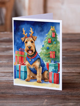 Load image into Gallery viewer, Welsh Terrier Christmas Reindeer Greeting Cards - Blank Note Cards – 8-Pack of Artist-Designed Cards with Envelopes