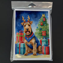 Load image into Gallery viewer, Welsh Terrier Christmas Reindeer Greeting Cards - Blank Note Cards – 8-Pack of Artist-Designed Cards with Envelopes