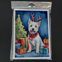 Load image into Gallery viewer, Westie Christmas Reindeer Greeting Cards - Blank Note Cards – 8-Pack of Artist-Designed Cards with Envelopes