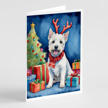 Load image into Gallery viewer, Westie Christmas Reindeer Greeting Cards - Blank Note Cards – 8-Pack of Artist-Designed Cards with Envelopes
