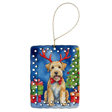 Load image into Gallery viewer, Wheaten Terrier Christmas Reindeer Porcelain Ornament