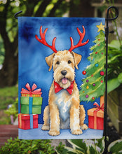 Load image into Gallery viewer, Wheaten Terrier Christmas Garden Flag – Dog in Reindeer Antlers with Tree &amp; Gifts