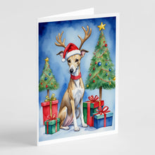 Load image into Gallery viewer, Whippet Christmas Reindeer Greeting Cards - Blank Note Cards – 8-Pack of Artist-Designed Cards with Envelopes