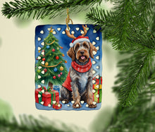 Load image into Gallery viewer, Wirehaired Pointing Griffon Christmas Reindeer Porcelain Ornament