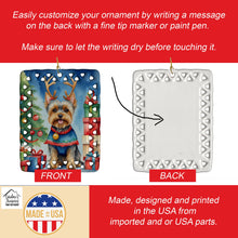 Load image into Gallery viewer, Yorkshire Terrier Yorkie Christmas Reindeer Porcelain Ornament