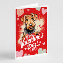 Load image into Gallery viewer, Airedale Terrier Happy Valentine's Day Greeting Cards - Blank Note Cards – 8-Pack of Artist-Designed Cards with Envelopes