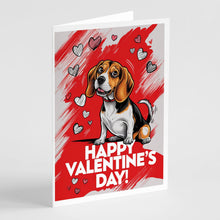 Load image into Gallery viewer, Beagle Happy Valentine's Day Greeting Cards - Blank Note Cards – 8-Pack of Artist-Designed Cards with Envelopes