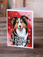 Load image into Gallery viewer, Collie Happy Valentine's Day Greeting Cards - Blank Note Cards – 8-Pack of Artist-Designed Cards with Envelopes