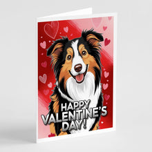Load image into Gallery viewer, Collie Happy Valentine's Day Greeting Cards - Blank Note Cards – 8-Pack of Artist-Designed Cards with Envelopes