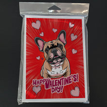 Load image into Gallery viewer, French Bulldog Happy Valentine's Day Greeting Cards - Blank Note Cards – 8-Pack of Artist-Designed Cards with Envelopes