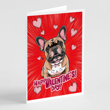 Load image into Gallery viewer, French Bulldog Happy Valentine's Day Greeting Cards - Blank Note Cards – 8-Pack of Artist-Designed Cards with Envelopes