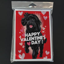Load image into Gallery viewer, Black Labradoodle Happy Valentine's Day Greeting Cards - Blank Note Cards – 8-Pack of Artist-Designed Cards with Envelopes