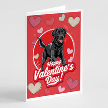 Load image into Gallery viewer, Black Labrador Retriever Happy Valentine's Day Greeting Cards - Blank Note Cards – 8-Pack of Artist-Designed Cards with Envelopes