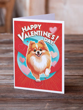 Load image into Gallery viewer, Pomeranian Happy Valentine's Day Greeting Cards - Blank Note Cards – 8-Pack of Artist-Designed Cards with Envelopes