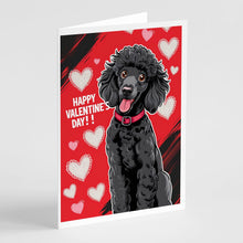 Load image into Gallery viewer, Black Standard Poodle Happy Valentine's Day Greeting Cards - Blank Note Cards – 8-Pack of Artist-Designed Cards with Envelopes