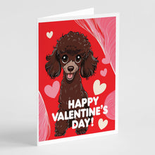 Load image into Gallery viewer, Chocolate Toy Poodle Happy Valentine's Day Greeting Cards - Blank Note Cards – 8-Pack of Artist-Designed Cards with Envelopes
