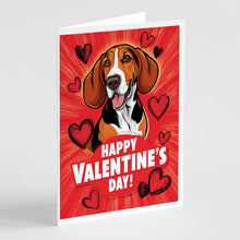 Load image into Gallery viewer, Redbone Coonhound Happy Valentine's Day Greeting Cards - Blank Note Cards – 8-Pack of Artist-Designed Cards with Envelopes