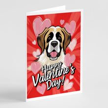 Load image into Gallery viewer, Saint Bernard Happy Valentine's Day Greeting Cards - Blank Note Cards – 8-Pack of Artist-Designed Cards with Envelopes