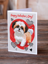 Load image into Gallery viewer, Shih Tzu Happy Valentine's Day Greeting Cards - Blank Note Cards – 8-Pack of Artist-Designed Cards with Envelopes