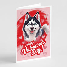 Load image into Gallery viewer, Siberian Husky Happy Valentine's Day Greeting Cards - Blank Note Cards – 8-Pack of Artist-Designed Cards with Envelopes