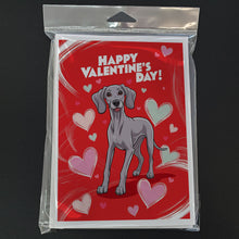 Load image into Gallery viewer, Weimaraner Happy Valentine's Day Greeting Cards - Blank Note Cards – 8-Pack of Artist-Designed Cards with Envelopes