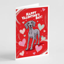 Load image into Gallery viewer, Weimaraner Happy Valentine's Day Greeting Cards - Blank Note Cards – 8-Pack of Artist-Designed Cards with Envelopes