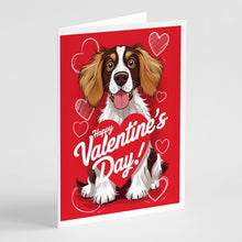 Load image into Gallery viewer, Welsh Springer Spaniel Happy Valentine's Day Greeting Cards - Blank Note Cards – 8-Pack of Artist-Designed Cards with Envelopes