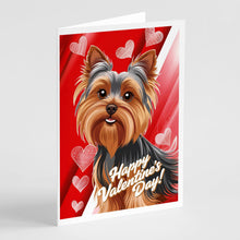 Load image into Gallery viewer, Yorkshire Terrier Happy Valentine's Day Greeting Cards - Blank Note Cards – 8-Pack of Artist-Designed Cards with Envelopes