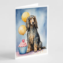 Load image into Gallery viewer, Afghan Hound Happy Birthday Greeting Cards - Blank Note Cards – 8-Pack of Artist-Designed Cards with Envelopes