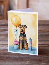 Load image into Gallery viewer, Airedale Terrier Happy Birthday Greeting Cards - Blank Note Cards – 8-Pack of Artist-Designed Cards with Envelopes