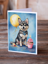 Load image into Gallery viewer, Alaskan Klee Kai Happy Birthday Greeting Cards - Blank Note Cards – 8-Pack of Artist-Designed Cards with Envelopes