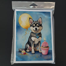 Load image into Gallery viewer, Alaskan Klee Kai Happy Birthday Greeting Cards - Blank Note Cards – 8-Pack of Artist-Designed Cards with Envelopes